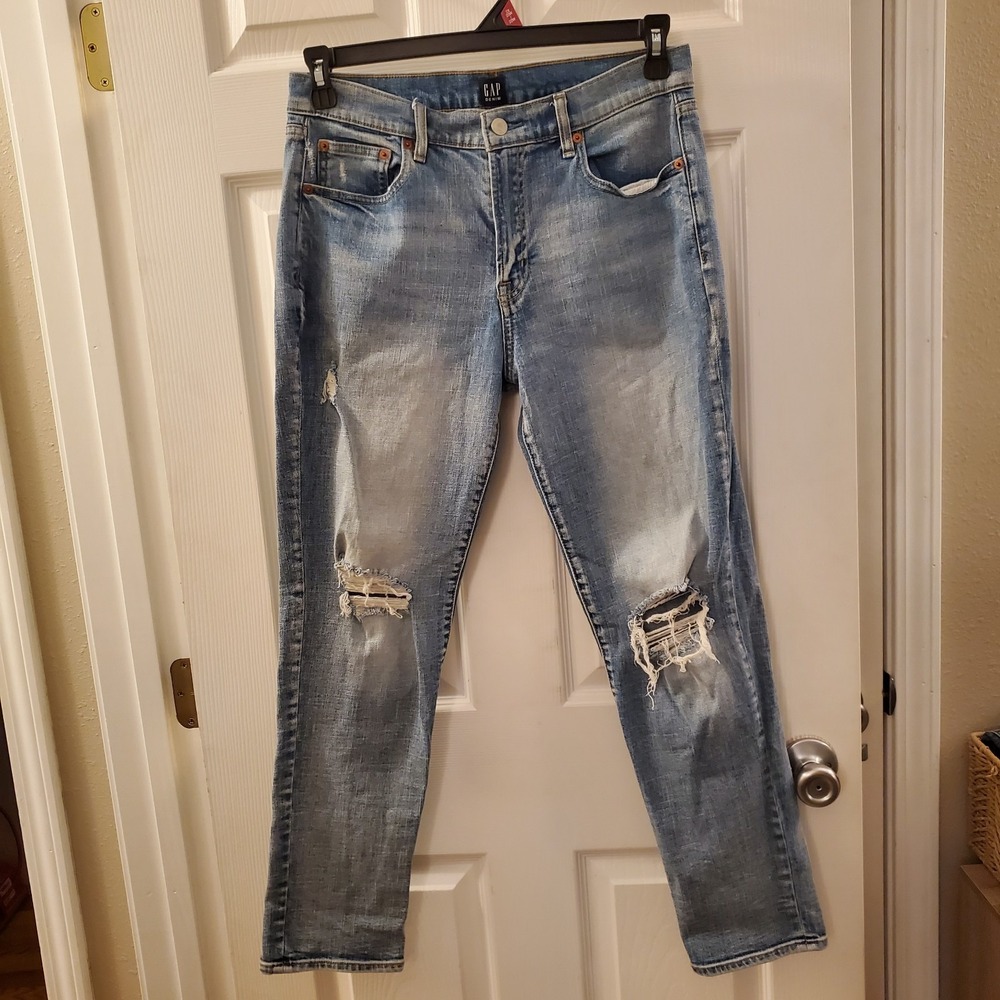 GAP‎ Jeans Women's 29 Best Girlfriend Ankle Mid Rise Ripped Distressed Wash